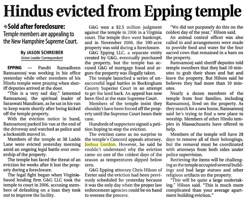 Hindus evicted from Epping Temple